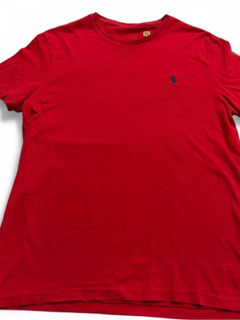 Polo by Ralph Lauren Red Crew Neck Tee with Navy Pony men Sz M gently pre owned
